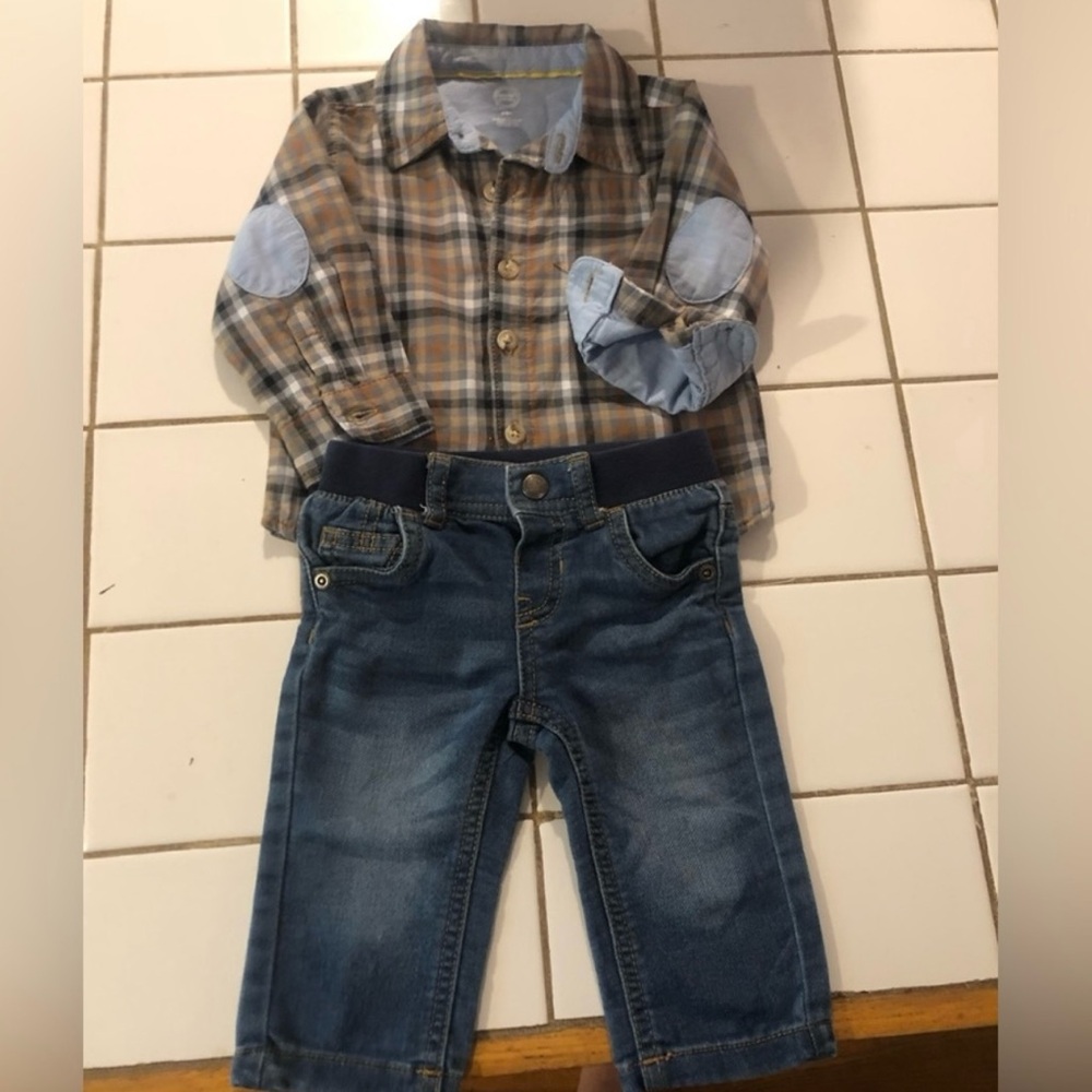 Infant 2 pc button down and jeans
